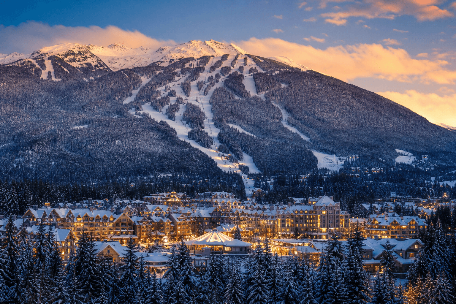 Whistler Village and Blackcomb Mountain, British Columbia